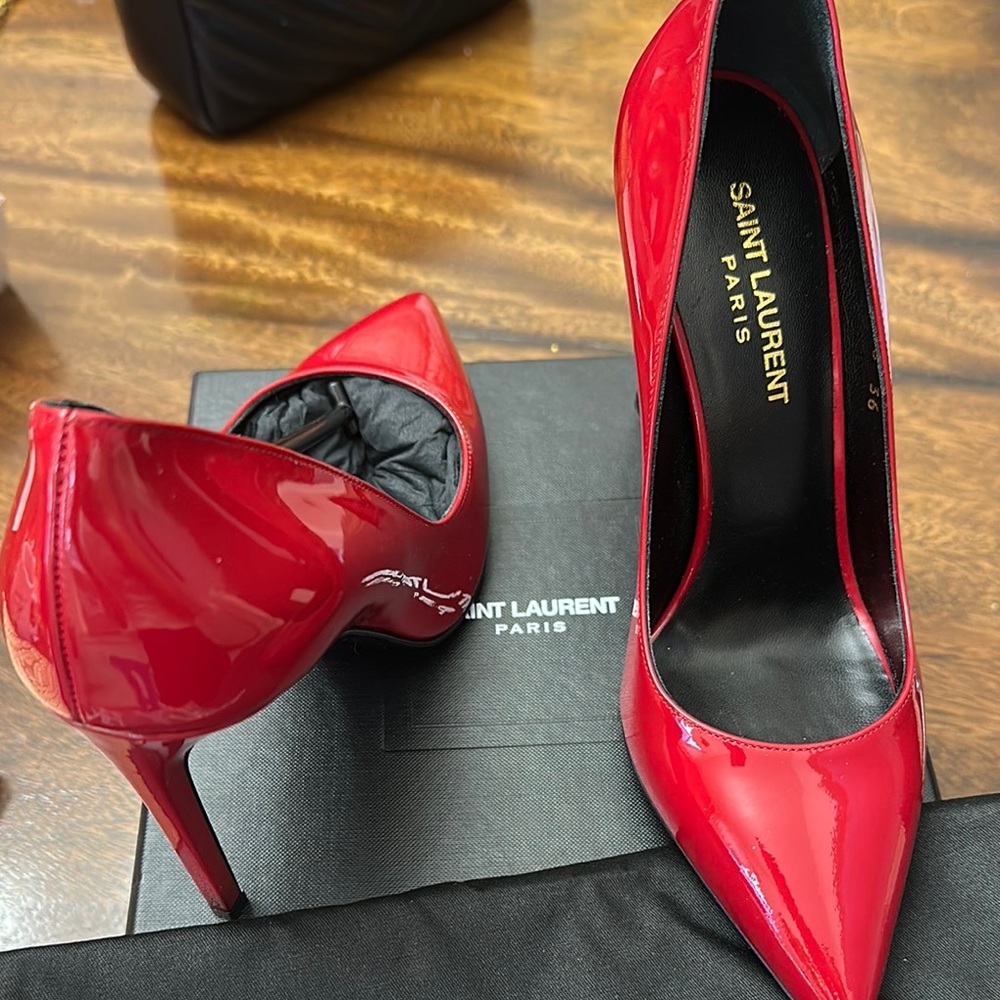 Saint Laurent Red Patent Leather Stiletto Heels
